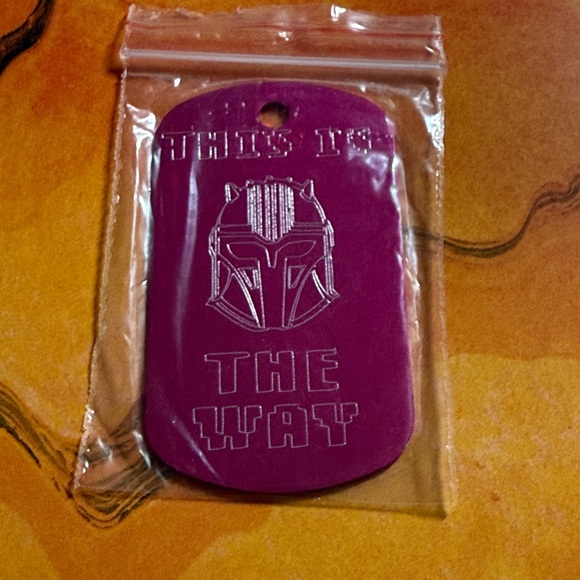 Mandalorian Star Wars this is the way armorer dark pink dog tag cool nerd geek - Picture 2 of 4